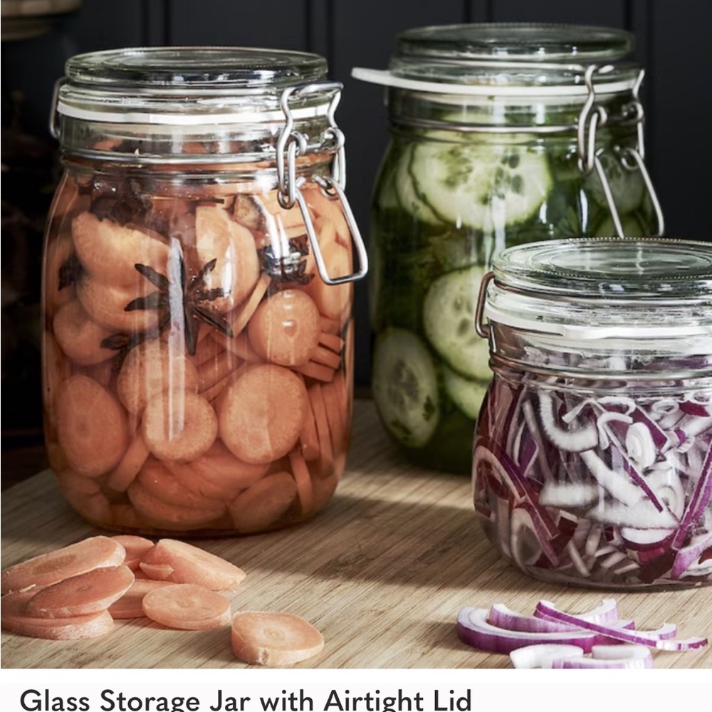 Clear Glass Storage Jar Airtight Hinged Lid Rubber Gasket Wide Mouth Pickle Jam